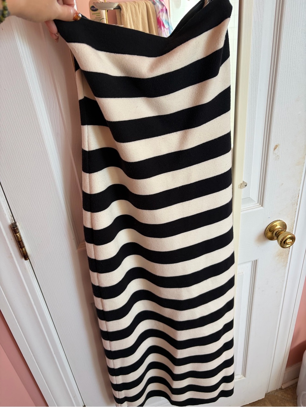 Abercrombie & Fitch Black and Cream Horizontal Stripe Maxi Skirt